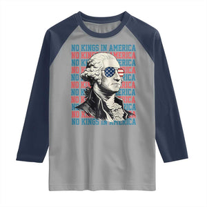Funny George Washington Protest Raglan Shirt No Kings In America TS12 Sport Gray Navy Print Your Wear