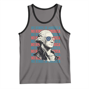 Funny George Washington Protest Tank Top No Kings In America TS12 Deep Heather Black Print Your Wear