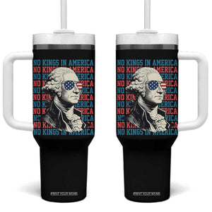 Funny George Washington Protest Tumbler With Handle No Kings In America TS12 One Size: 40 oz Black Print Your Wear