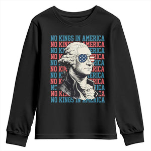 Funny George Washington Protest Youth Sweatshirt No Kings In America TS12 Black Print Your Wear