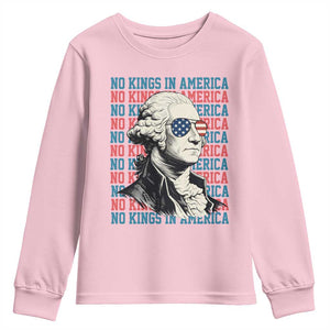 Funny George Washington Protest Youth Sweatshirt No Kings In America TS12 Light Pink Print Your Wear