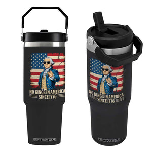 Patriotic George Washington Flip Straw Tumbler No Kings In America TS12 One Size: 30 oz Black Print Your Wear