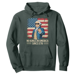 Patriotic George Washington Hoodie No Kings In America TS12 Dark Forest Green Print Your Wear