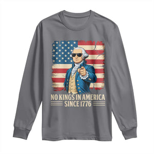 Patriotic George Washington Long Sleeve Shirt No Kings In America TS12 Charcoal Print Your Wear