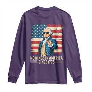Patriotic George Washington Long Sleeve Shirt No Kings In America TS12 Purple Print Your Wear