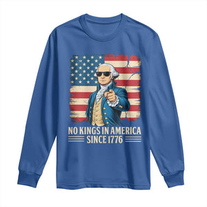 Patriotic George Washington Long Sleeve Shirt No Kings In America TS12 Royal Blue Print Your Wear
