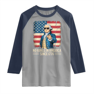 Patriotic George Washington Raglan Shirt No Kings In America TS12 Sport Gray Navy Print Your Wear
