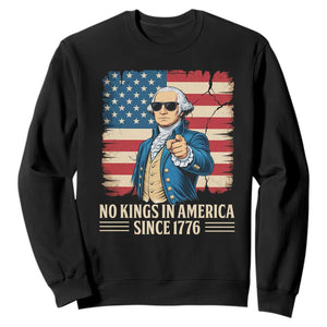 Patriotic George Washington Sweatshirt No Kings In America TS12 Black Print Your Wear