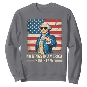 Patriotic George Washington Sweatshirt No Kings In America TS12 Charcoal Print Your Wear