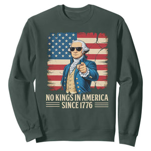 Patriotic George Washington Sweatshirt No Kings In America TS12 Dark Forest Green Print Your Wear