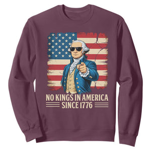 Patriotic George Washington Sweatshirt No Kings In America TS12 Maroon Print Your Wear