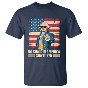 Patriotic George Washington T Shirt No Kings In America TS12 Navy Print Your Wear