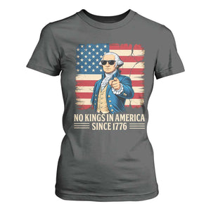 Patriotic George Washington T Shirt For Women No Kings In America TS12 Dark Heather Print Your Wear