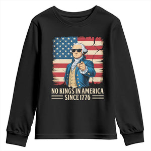 Patriotic George Washington Youth Sweatshirt No Kings In America TS12 Black Print Your Wear