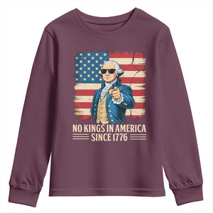 Patriotic George Washington Youth Sweatshirt No Kings In America TS12 Maroon Print Your Wear