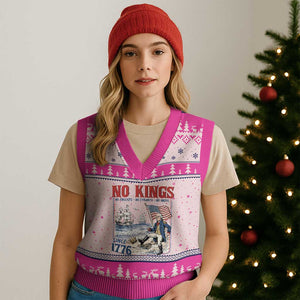 No Kings Since 1776 George Washington V-Neck Knit Sweater Vest Political Humor Gift TS12 Hot Pink Print Your Wear