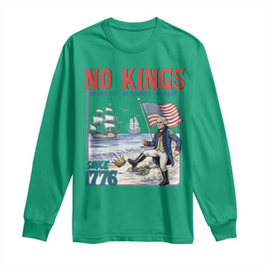 No Kings Since 1776 Long Sleeve Shirt - George Washington Political Humor Democracy Gift TS12 Irish Green Print Your Wear