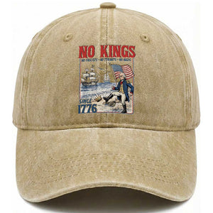 No Kings Since 1776 George Washington Washed Cotton Baseball Cap Political Humor Gift TS12 Washed Cap Universal Fit Khaki Print Your Wear