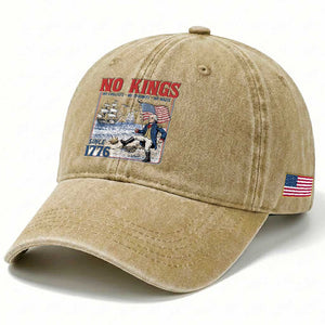 No Kings Since 1776 George Washington Washed Cotton Baseball Cap Political Humor Gift TS12 Print Your Wear