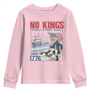 No Kings Since 1776 George Washington Youth Sweatshirt Political Humor Gift TS12 Light Pink Print Your Wear