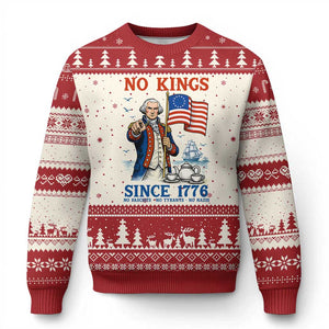 American Patriot George Washington No Kings Ugly Christmas Sweater Political Humor Gift TS12 Beige Red Print Your Wear
