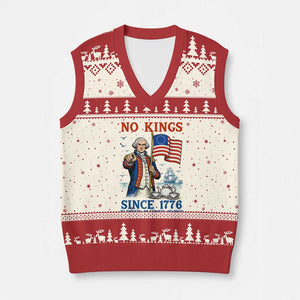 American Patriot George Washington No Kings V-Neck Knit Sweater Vest Political Humor Gift TS12 Beige Red Print Your Wear