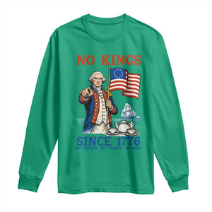American Patriot George Washington No Kings Long Sleeve Shirt Political Humor Gift TS12 Irish Green Print Your Wear