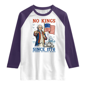 American Patriot George Washington No Kings Raglan Shirt Political Humor Gift TS12 White Purple Print Your Wear