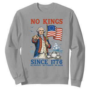 American Patriot George Washington No Kings Sweatshirt Political Humor Gift TS12 Sport Gray Print Your Wear