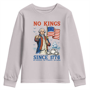 American Patriot George Washington No Kings Youth Sweatshirt Political Humor Gift TS12 Ice Gray Print Your Wear