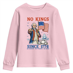 American Patriot George Washington No Kings Youth Sweatshirt Political Humor Gift TS12 Light Pink Print Your Wear