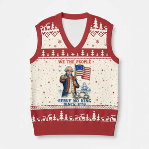 We The People Serve No Kings V-Neck Knit Sweater Vest Funny George Washington Protest TS12 Beige Red Print Your Wear