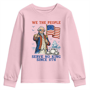 We The People Serve No Kings Youth Sweatshirt Funny George Washington Protest TS12 Light Pink Print Your Wear