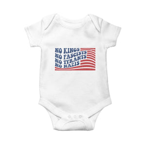 No Kings No Fascists Baby Onesie American Flag Patriotic Protest TS12 White Print Your Wear