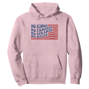 No Kings No Fascists Hoodie American Flag Patriotic Protest TS12 Light Pink Print Your Wear