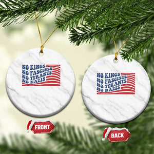 No Kings No Fascists Ceramic Ornament American Flag Patriotic Protest TS12 1pc White Marble Print Your Wear