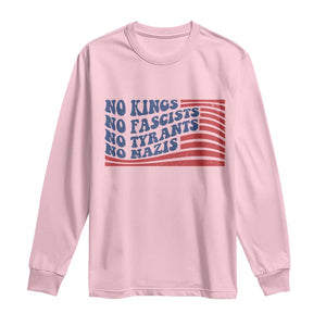 No Kings No Fascists Long Sleeve Shirt American Flag Patriotic Protest TS12 Light Pink Print Your Wear
