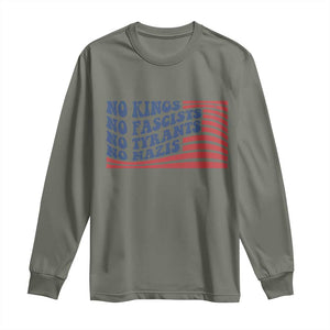 No Kings No Fascists Long Sleeve Shirt American Flag Patriotic Protest TS12 Military Green Print Your Wear
