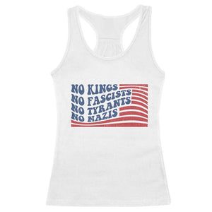 No Kings No Fascists Racerback Tank Top American Flag Patriotic Protest TS12 White Print Your Wear