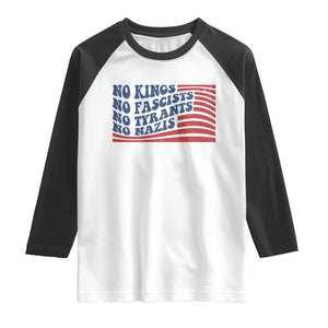 No Kings No Fascists Raglan Shirt American Flag Patriotic Protest TS12 White Black Print Your Wear
