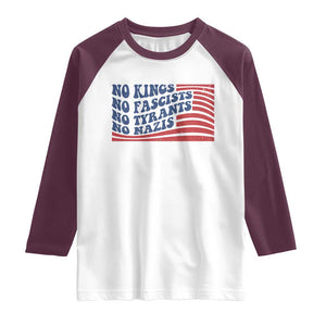 No Kings No Fascists Raglan Shirt American Flag Patriotic Protest TS12 White Maroon Print Your Wear