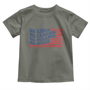 No Kings No Fascists Toddler T Shirt American Flag Patriotic Protest TS12 Military Green Print Your Wear
