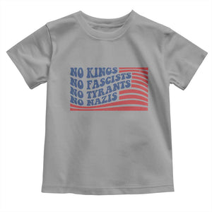No Kings No Fascists Toddler T Shirt American Flag Patriotic Protest TS12 Sport Gray Print Your Wear