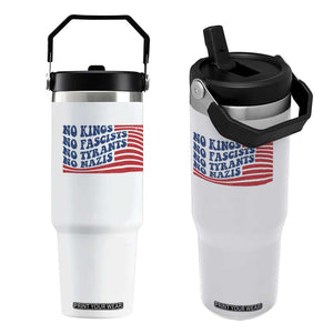 No Kings No Fascists Flip Straw Tumbler American Flag Patriotic Protest TS12 One Size: 30 oz White Print Your Wear