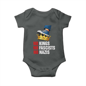 No Kings No Fascists No Nazis Baby Onesie Anti Authoritarian Protest TS12 Dark Heather Print Your Wear
