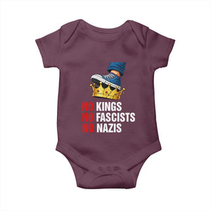 No Kings No Fascists No Nazis Baby Onesie Anti Authoritarian Protest TS12 Maroon Print Your Wear