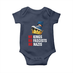 No Kings No Fascists No Nazis Baby Onesie Anti Authoritarian Protest TS12 Navy Print Your Wear