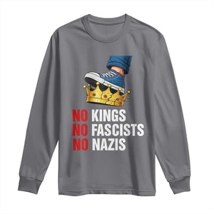 No Kings No Fascists No Nazis Long Sleeve Shirt Anti Authoritarian Protest TS12 Charcoal Print Your Wear