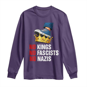 No Kings No Fascists No Nazis Long Sleeve Shirt Anti Authoritarian Protest TS12 Purple Print Your Wear