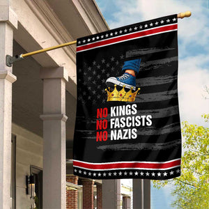 No Kings No Fascists No Nazis Garden Flag Anti Authoritarian Protest TS12 Distressed Black Red Print Your Wear